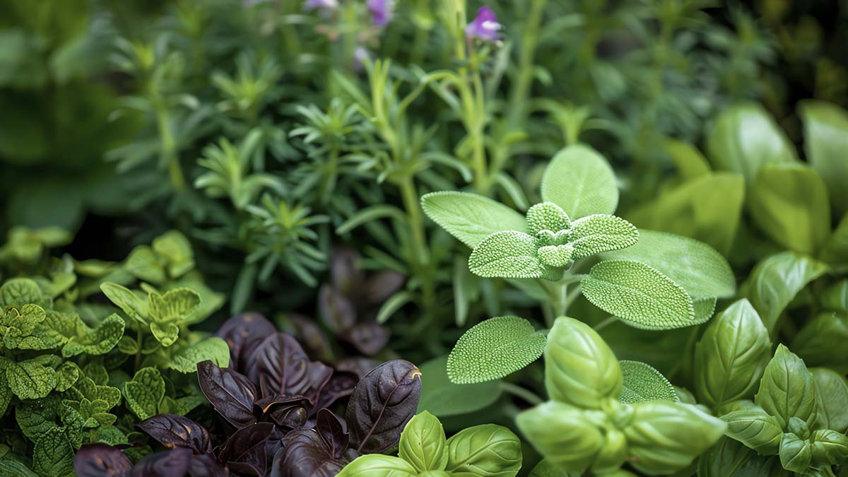 Growing herbs in the garden